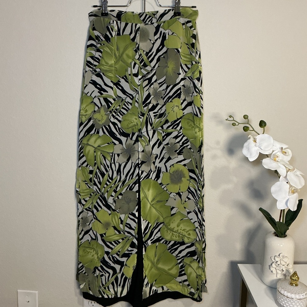Cache’ Green and Black Leaf Print pants